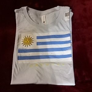 Women's T-shirt light blue with flag print of Uruguay medium new never worn